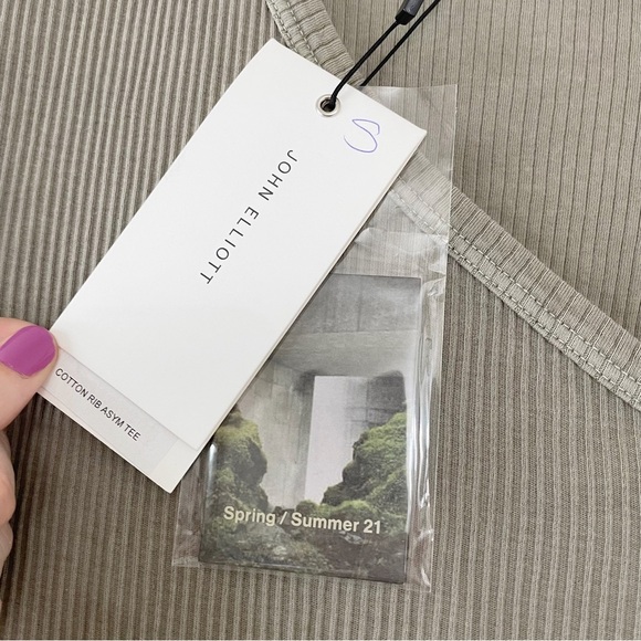 JOHN ELLIOTT Asymmetrical Neck Top Cotton Rib In Brush - Picture 6 of 13